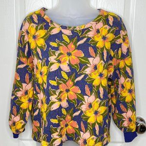 Mile(s) x Madewell Blue Floral Sweater, size S